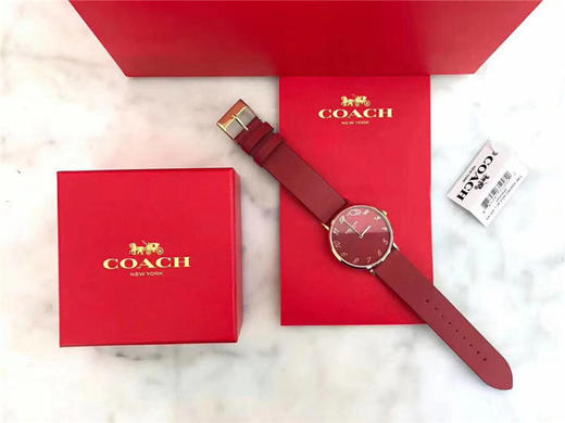 现货可发蔻驰coachperry佩里女士休闲时尚石英腕表鼠年限定红色款