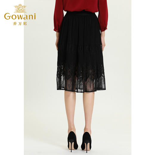 乔万尼秋新款拼接重工蕾丝设计感前短后长显瘦半身裙ES3D553 商品图3