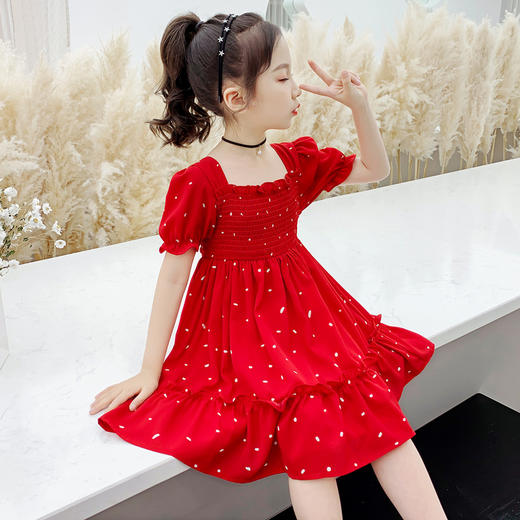 XD-A541泡泡袖新款中大童韩版蝴蝶结公主裙潮 商品图1