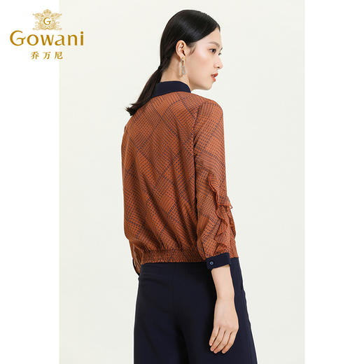 乔万尼新款秋装衬衫女秋款长袖薄款半透明洋气名媛风系带上衣ES3C582 商品图3