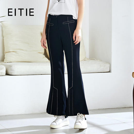 EITIE爱特爱秋季新款时尚显瘦洋气明线装饰喇叭长裤女休闲裤6005707 商品图0