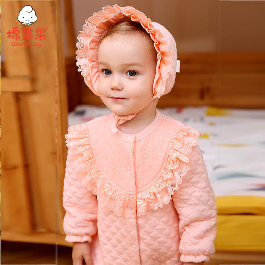 棉果果秋季女童空气层带帽连体衣连身衣哈衣M322722220551 商品图0