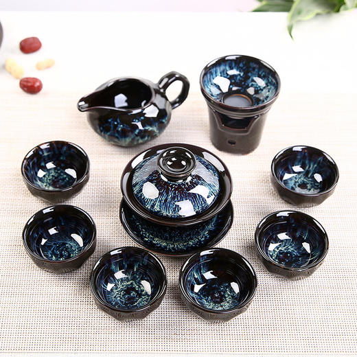沙金釉西施壶盖碗居家日用功夫茶具套装餐饮用具钧窑天目釉建盏茶具套装 商品图7