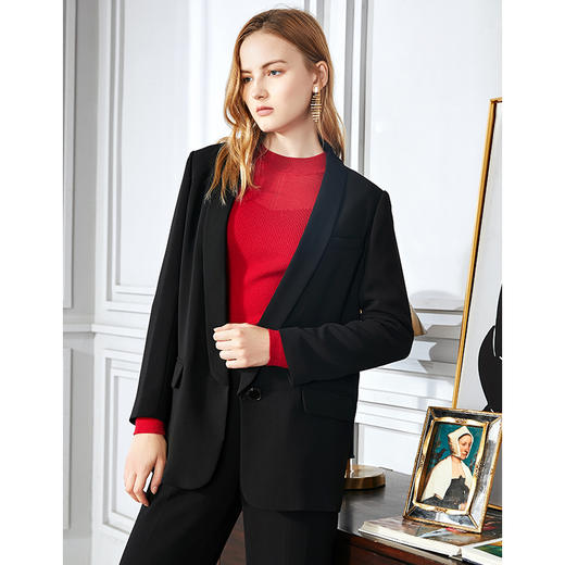EITIE爱特爱秋季新款职业干练中性时尚显瘦百搭西装外套女6003703 商品图4