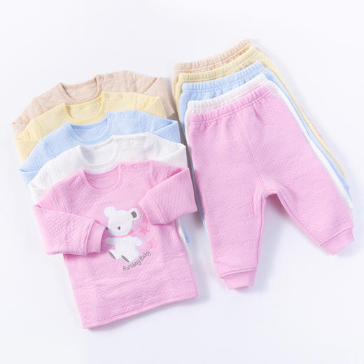 贝贝怡婴儿套装秋冬季加厚保暖上衣裤子两件套儿童家居服BB8216
 商品图1
