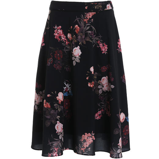 乔万尼新款洋气印花半身裙女秋中长款显瘦高腰A字裙ES3D606 商品图4