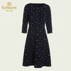 乔万尼新款秋装长袖圆领收腰显瘦气质印花珍珠扣中长款连衣裙ES3E580 商品缩略图4