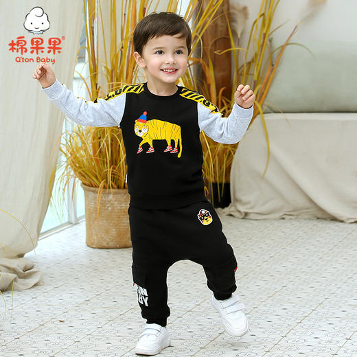 棉果果春秋季男童大毛圈抓绒圆领卫衣M312180220501 商品图1