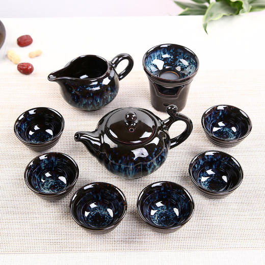 沙金釉西施壶盖碗居家日用功夫茶具套装餐饮用具钧窑天目釉建盏茶具套装 商品图6