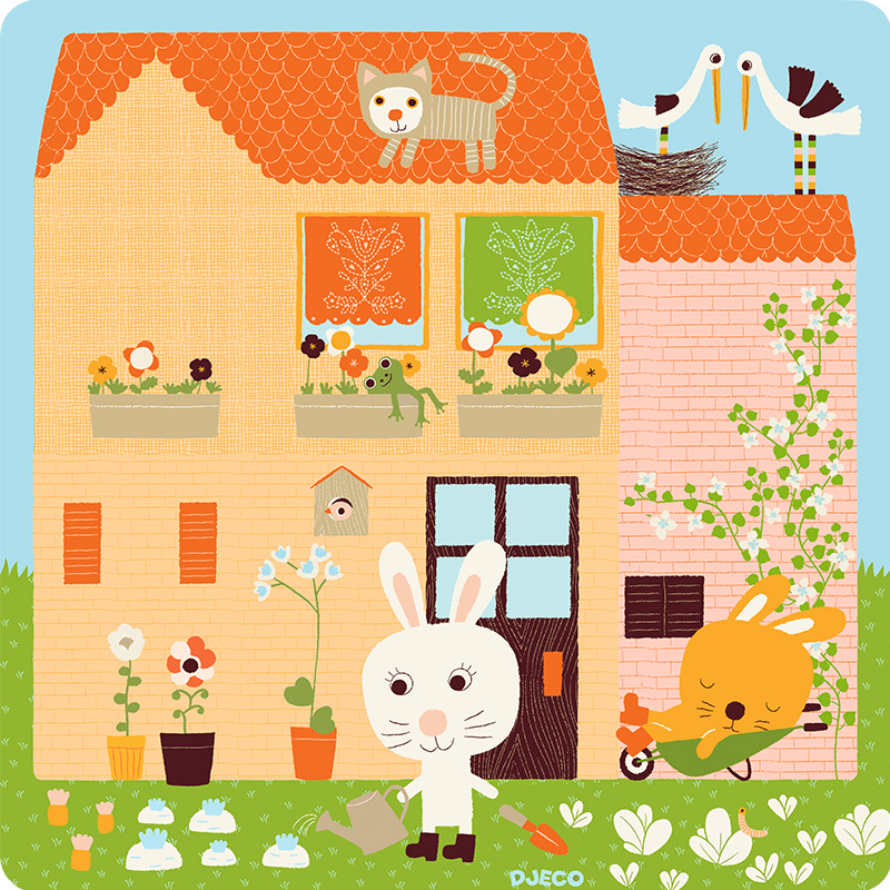 djeco三层木头积木拼图儿童早教益智智力木质2-3岁半男孩女孩木制