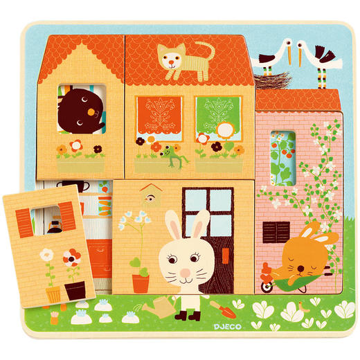 djeco三层木头积木拼图儿童早教益智智力木质2-3岁半男孩女孩木制 商品图4