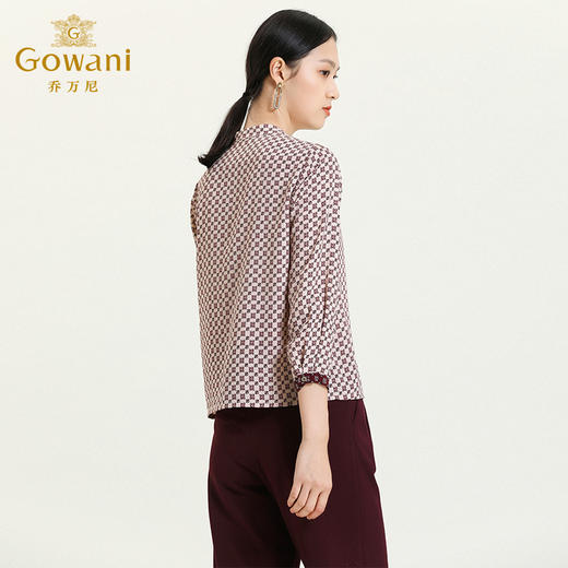 乔万尼早秋新款V领衬衫设计感长袖通勤OL风洋气宽松显瘦上衣ES3C528 商品图3