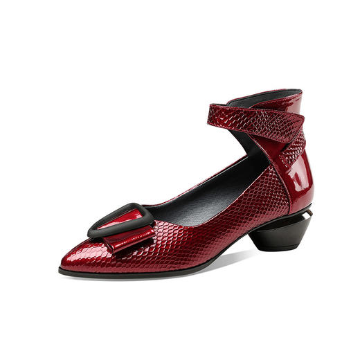 OLD-k210新款时尚真皮尖头一字式中粗跟单鞋TZF 商品图4
