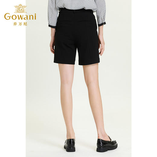 乔万尼新款休闲宽松高腰显瘦中裤黑色阔腿直筒五分裤ES3F575 商品图3