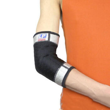 LP护具LP护肘 LP524硅胶波纹稳定型护肘 运动护肘 运动护具 篮球 羽毛球护具 黑灰色单只装 商品图0