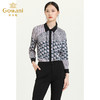 乔万尼新款秋装衬衫女薄款针织拼色格纹撞色翻领开衫长袖上衣ES3C588 商品缩略图2