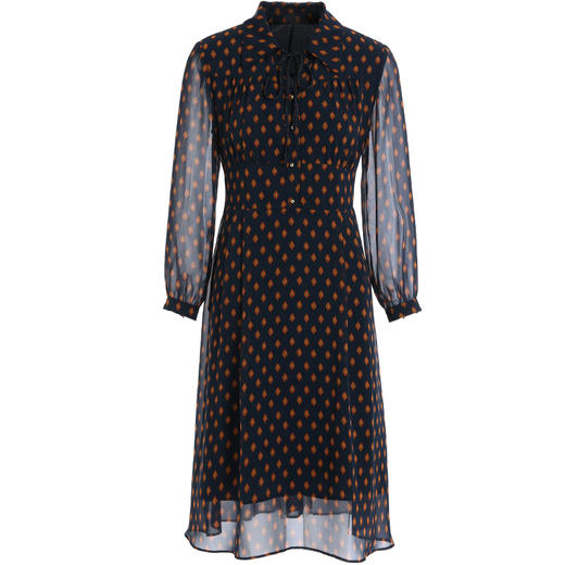 乔万尼新款秋装长袖高腰气质通勤收腰显瘦时尚系带连衣裙女ES3E500 商品图4