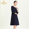 乔万尼新款秋装长袖圆领收腰显瘦气质印花珍珠扣中长款连衣裙ES3E580 商品缩略图2