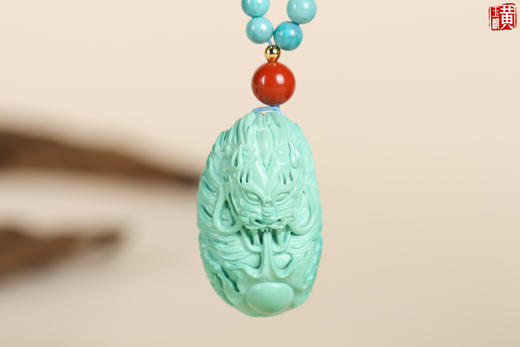 [ 祥龙献瑞 ]  原矿绿松祥龙吊坠 | 高瓷蓝，清新雅丽，光泽如瓷，质地坚韧，触手温凉 商品图0