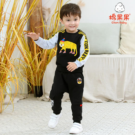 棉果果春秋季男童大毛圈抓绒圆领卫衣M312180220501 商品图0