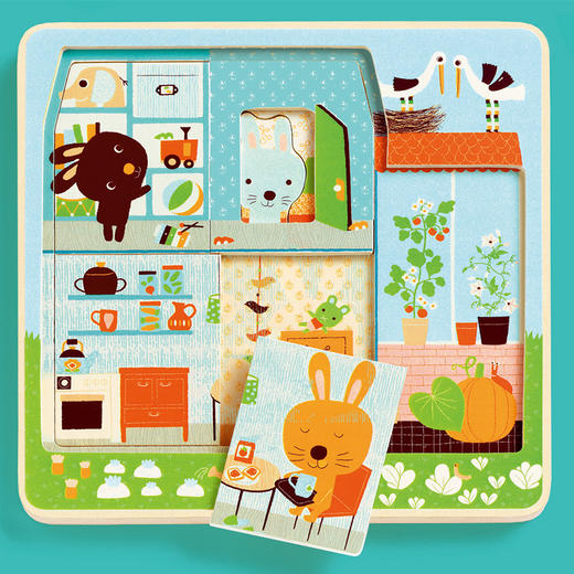 djeco三层木头积木拼图儿童早教益智智力木质2-3岁半男孩女孩木制 商品图2