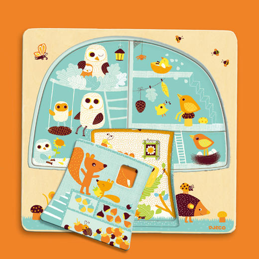 djeco三层木头积木拼图儿童早教益智智力木质2-3岁半男孩女孩木制 商品图7