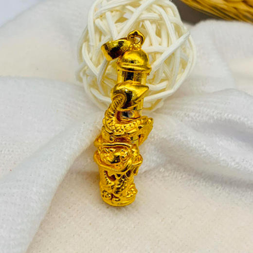 足金999硬金龙抱柱吊坠
