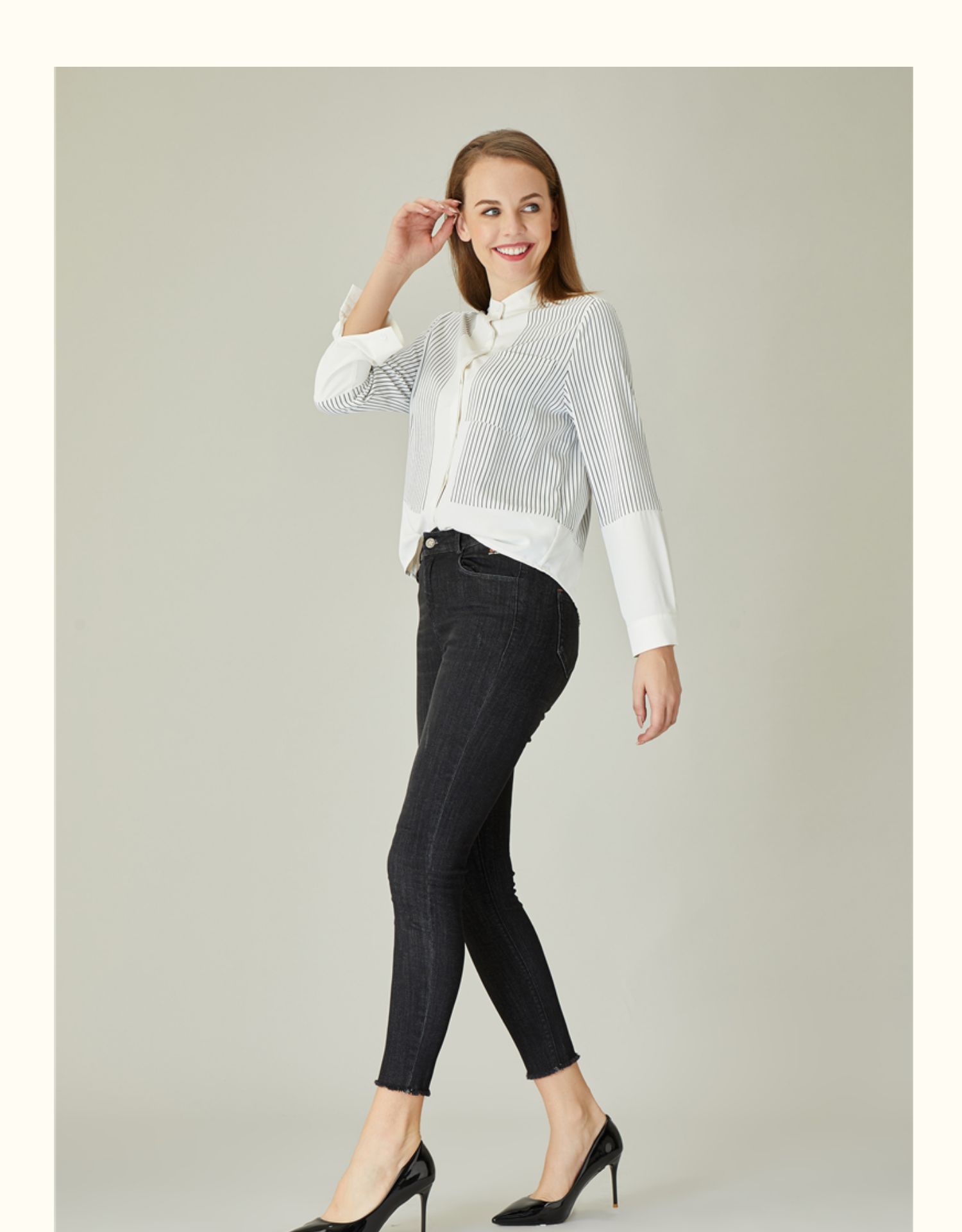 半身缘女裤 秋季修身显瘦铅笔牛仔裤203302m10109224