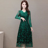 YWE-KED91291新款时尚阔太太中长款过膝蕾丝连衣裙 商品缩略图2