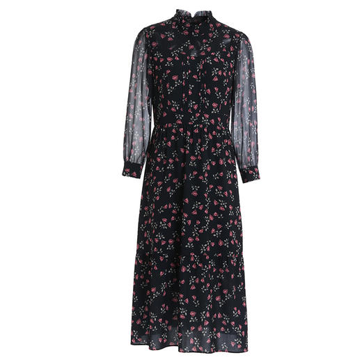 乔万尼早秋新款淑女气质款花边镂空高腰线显瘦伞裙印花连衣裙ES3E525 商品图4