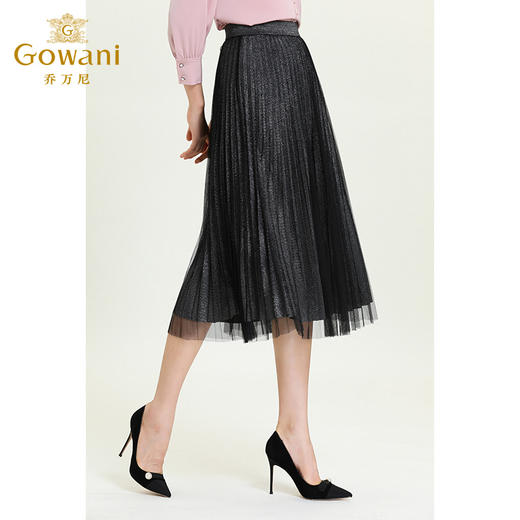 乔万尼新款A字百褶松紧腰藏肉显瘦高腰中长裙半身裙ES3D561 商品图2