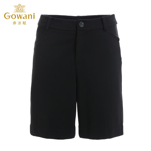 乔万尼新款休闲宽松高腰显瘦中裤黑色阔腿直筒五分裤ES3F575 商品图4