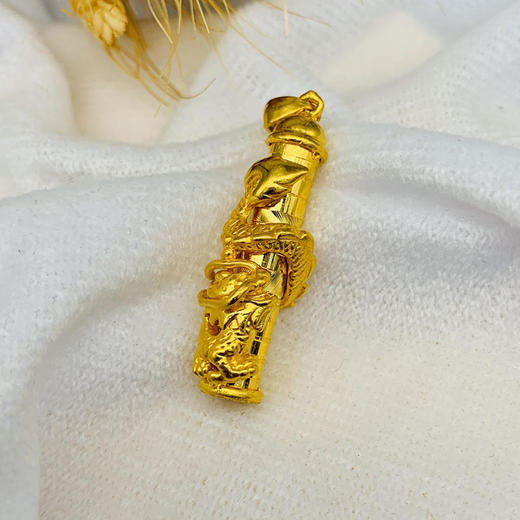 足金999硬金龙抱柱吊坠