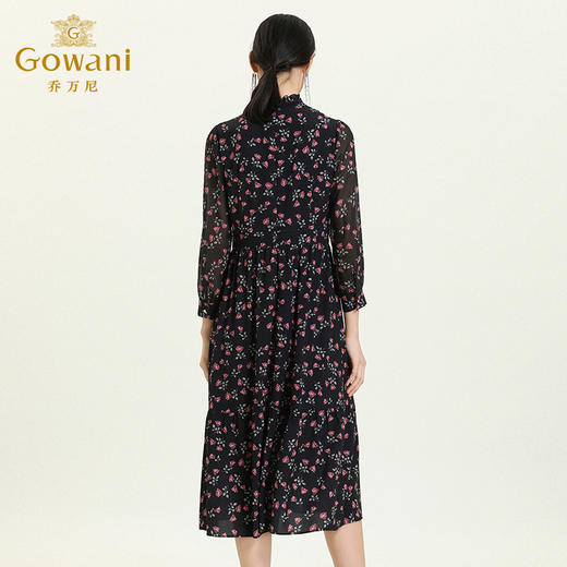 乔万尼早秋新款淑女气质款花边镂空高腰线显瘦伞裙印花连衣裙ES3E525 商品图3