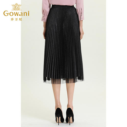乔万尼新款A字百褶松紧腰藏肉显瘦高腰中长裙半身裙ES3D561 商品图3