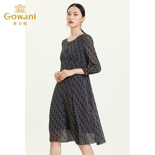 乔万尼新款秋装洋气宫廷风收腰显瘦女神范轻熟风七分袖连衣裙ES3E510 商品图2