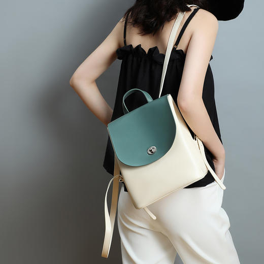 AGS-4042双肩包新款时尚真皮背包百搭大容量韩版森系包 商品图0