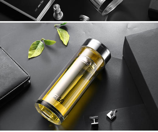 富光双层耐热创意随手泡茶过滤透明带盖男女便携办公家用茶杯水JPY带授权招加盟代理 商品图11