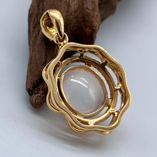 派瑞翡翠 18k金翡翠吊坠 冰种 无色 商品图2