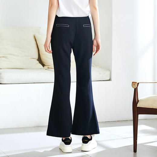 EITIE爱特爱秋季新款时尚显瘦洋气明线装饰喇叭长裤女休闲裤6005707 商品图7