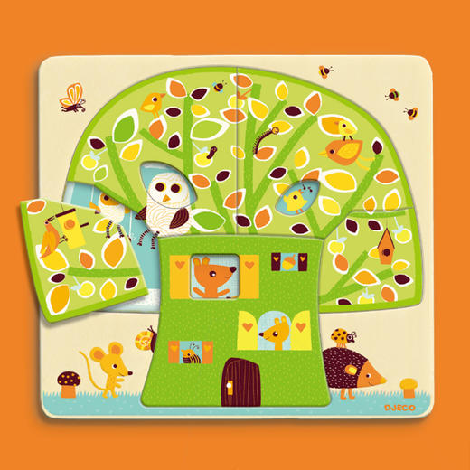 djeco三层木头积木拼图儿童早教益智智力木质2-3岁半男孩女孩木制 商品图6