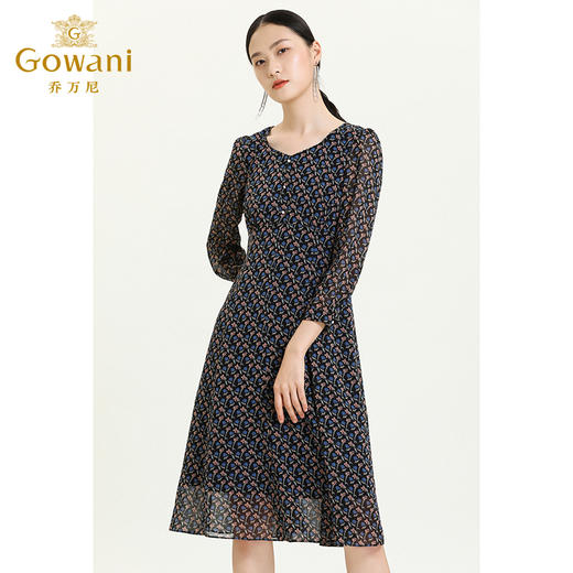 乔万尼新款秋装洋气宫廷风收腰显瘦女神范轻熟风七分袖连衣裙ES3E510 商品图1