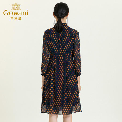 乔万尼新款秋装长袖高腰气质通勤收腰显瘦时尚系带连衣裙女ES3E500 商品图3