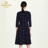 乔万尼新款秋装长袖圆领收腰显瘦气质印花珍珠扣中长款连衣裙ES3E580 商品缩略图3