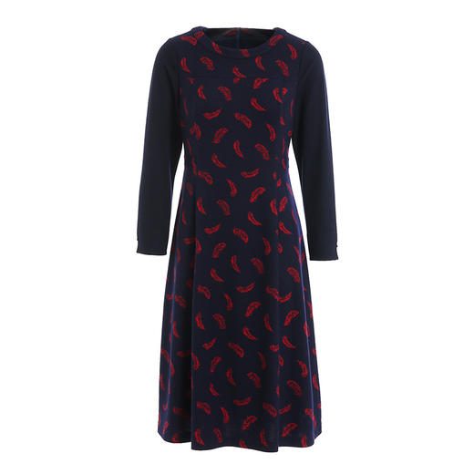 乔万尼新款秋装针织长袖圆领气质显瘦洋气七分袖中长款连衣裙ES3E513 商品图4