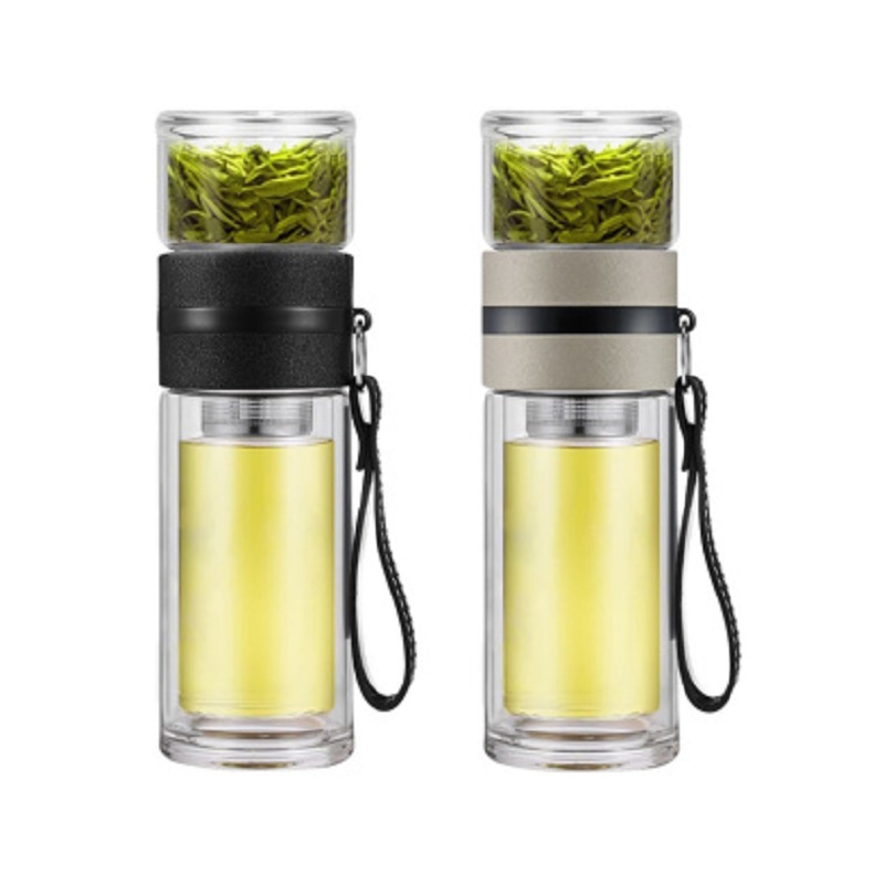 贝美优佳茶水分离杯泡茶杯双层玻璃杯创意男女水杯子茶杯 两色均发JPY带授权招加盟代理