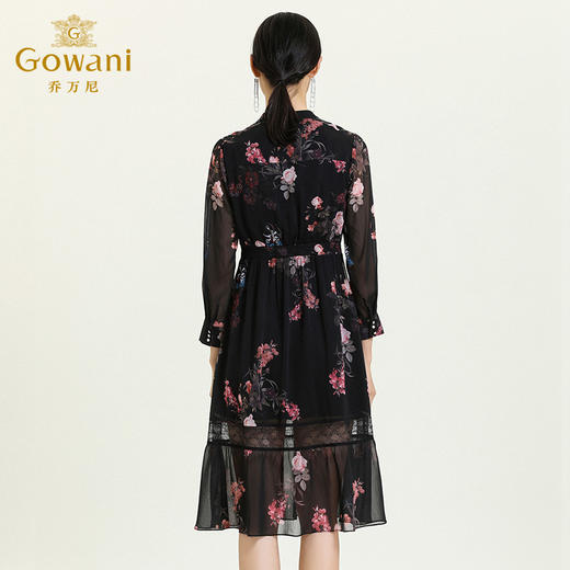 乔万尼新款花朵系带重工蕾丝时尚镂空显瘦收腰气质连衣裙ES3E605 商品图3