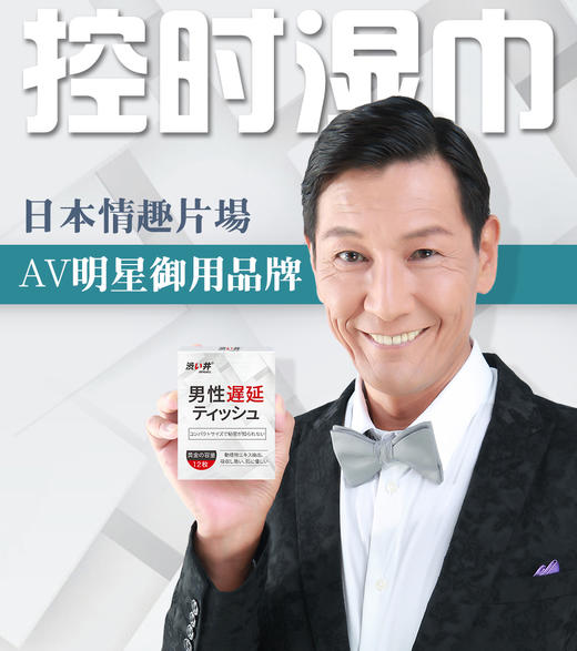 新品 涩井男用延时湿巾12片盒装 水分子延时 快感不间断坚挺延时 植物萃取 健康卫生方便 保密发货 商品图0