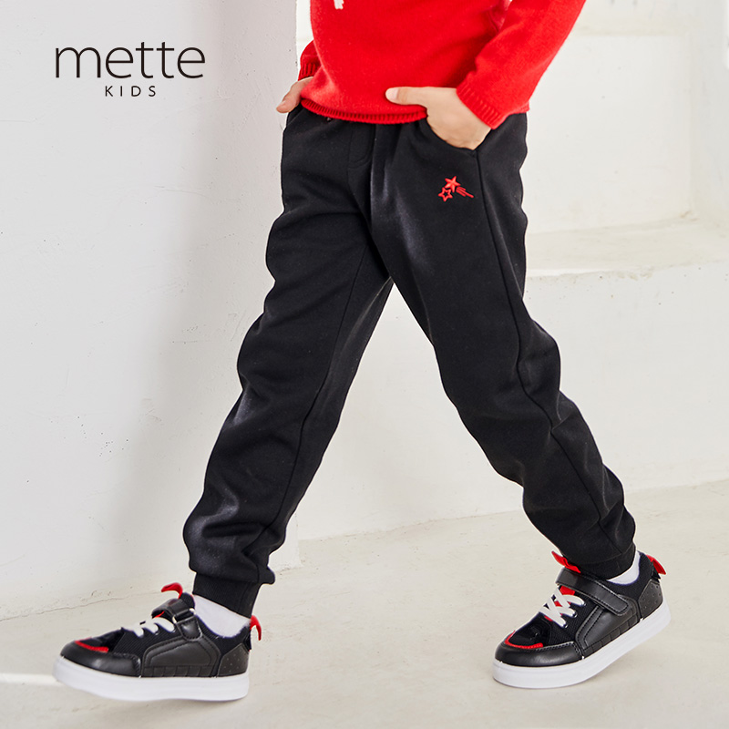 METTE童装裤子2020秋季新品中大童中性系带运动束脚针织休闲裤子