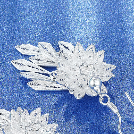 子佩集纯银荷花耳环【QFES002】花丝208 商品图6